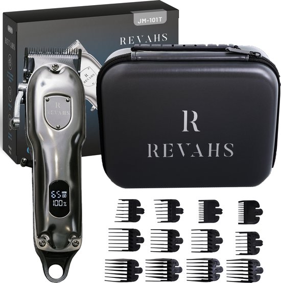 Revahs Draadloze Professionele Tondeuse – Baardtrimmer & Hoofdhaar inclusief Travel Bag – Snor – Tondeuse Mannen – Hair Clipper & Haartrimmer – Reistas