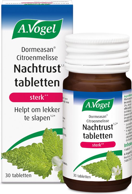 A.Vogel Dormeasan Citroenmelisse Nachtrust sterk tabletten – Passiebloem en Citroenmelisse helpen om lekker te slapen.* – 30 st