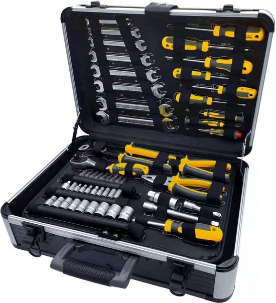 ALDORR Tools – 128-Delige gereedschapsset in koffer – Toolbox – Gereedschapskoffer Gevuld – Gereedschapskist – Schroevendraaierset – Steeksleutelset – Handgereedschap – Basisgereedschap – Met Momentsleutel Ratel & Meer