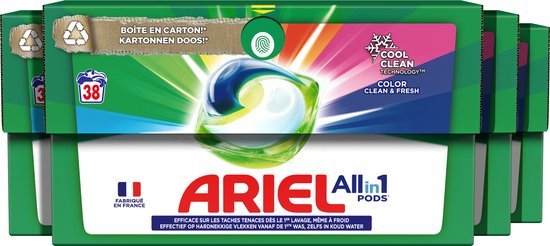 Ariel All in 1 Wasmiddel Pods – Kleur – 4 x 38 Wasbeurten – Voordeelverpakking