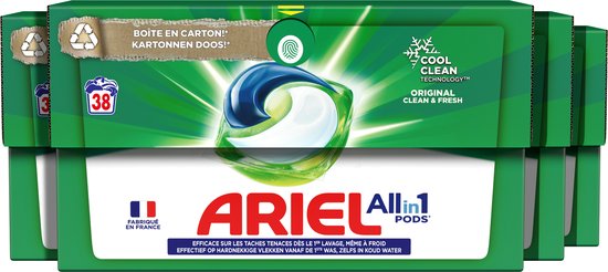 Ariel All in 1 Wasmiddel Pods – Original – 4 x 38 Wasbeurten – Voordeelverpakking