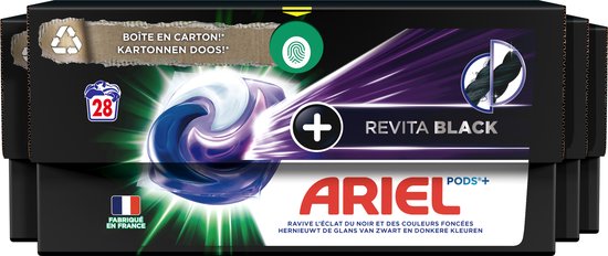 Ariel Wasmiddel Pods + Revitablack – Voor de Zwarte Was – 4 x 28 Wasbeurten – Voordeelverpakking