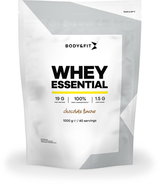 Body & Fit Whey Essential – Eiwitshake Chocolade – Proteine Poeder – Whey Protein – 40 shakes (1000 gram)