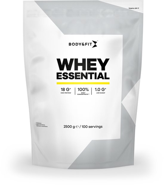 Body & Fit Whey Essential – Eiwitshake Vanille – Proteine Poeder – Whey Protein – 100 shakes (2500 gram)