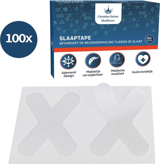 Christian Deluxe Healthcare ® Sleeptape – Anti-Snurk Mondpleisters – 100 stuks – Bevordert neusademhaling – Antisnurkstrips – Slaaptape – Voor een goede nachtrust – Myotape mondtape