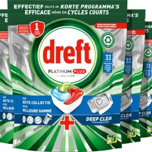 Dreft Platinum Plus All In One Deep Clean - Vaatwastabletten - Voordeelverpakking 4 x 33 stuks review en ervaring