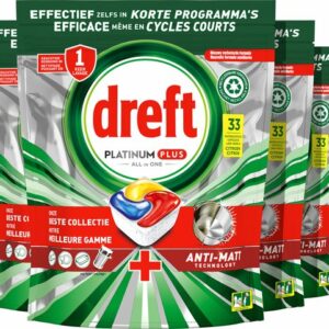 Dreft Platinum Plus All In One - Vaatwastabletten - Citroen - Voordeelverpakking 4 x 33 stuks review en ervaring