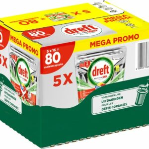Dreft Platinum Plus All In One - Vaatwastabletten - Citroen - Voordeelverpakking 5 X 16 stuks review en ervaring
