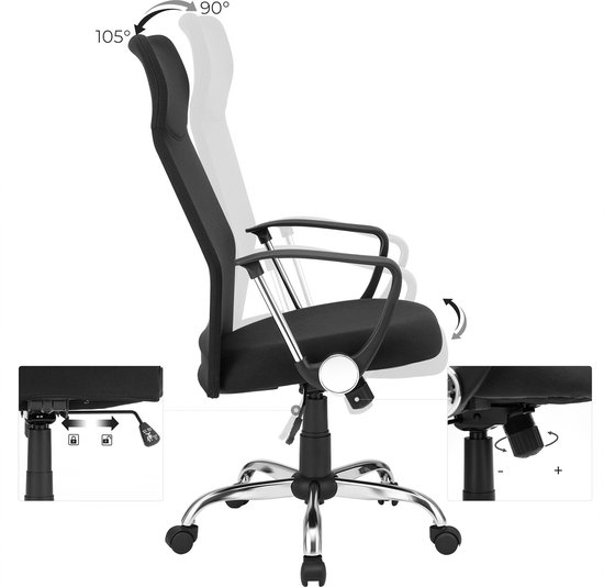 Ergonomische bureaustoel PRO – Op wielen – Met rugleuning – Bureaustoelen voor volwassenen – In hoogte verstelbaar