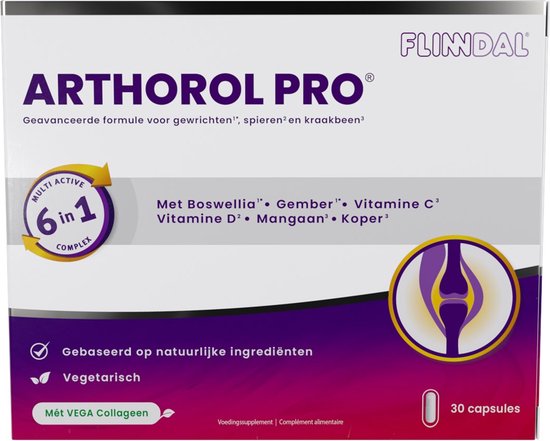 Flinndal – Arthorol Pro – 6 in 1 formule – Voor Gewrichten, Spieren en Kraakbeen – 30 capsules