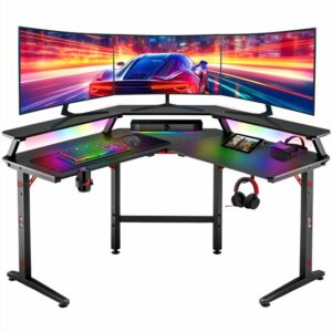 For The Win - L Vormig Game Bureau - 130 x 130 cm - met LED Verlichting - Hoekbureau - Gaming Desk - Incl. RGB Gaming Muismat XXL - Tafel review en ervaring