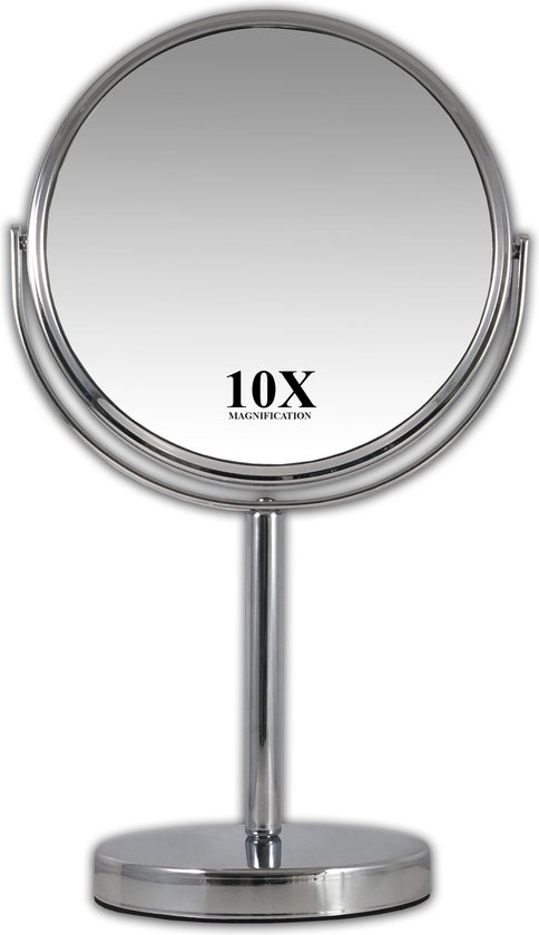 Gérard Brinard metalen spiegel standspiegel 10x vergroting – Ø18cm