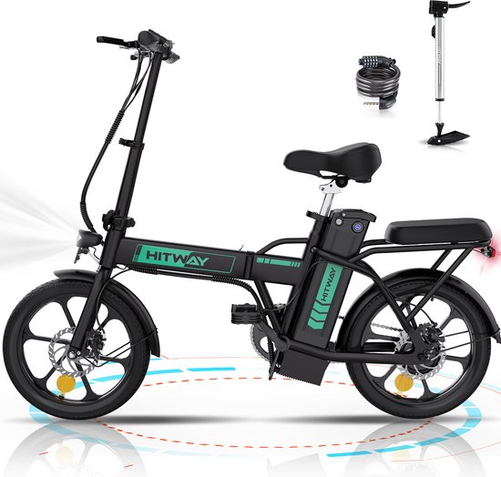Hitway BK5 Elektrische Fiets | Opvouwbare E-bike | 16 Inch | 250W Motor | Zwart