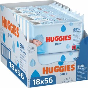 Huggies billendoekjes - Pure 99% water - 18 x 56 stuks - 1008 doekjes - voordeelverpakking review en ervaring