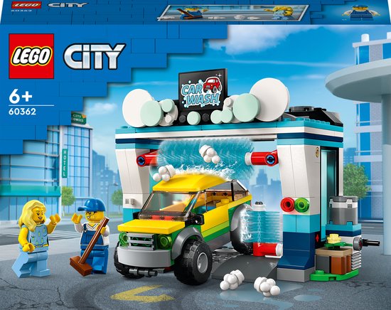 LEGO City Autowasserette Set met Speelgoed Auto – 60362