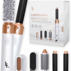 Largolash 5-in-1 Fohnborstel - Krultang - Krultang 5 in 1 - Krulborstel - Fohn - Stijlborstel - Stijltang - Airstyler - Wit/Goud - Nieuwste versie 2.5 Aug 2023 review en ervaring