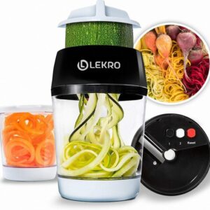 Lekro Spiraalsnijder + E-book met Recepten - Groentesnijder - Spiralizer - 3 standen - Zwart/Wit review en ervaring