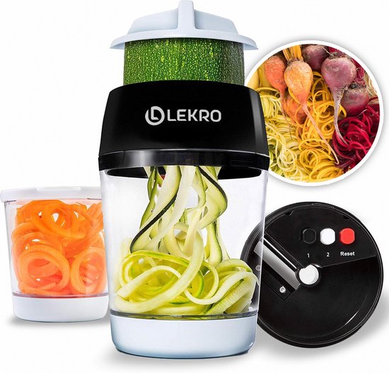 Lekro Spiraalsnijder + E-book met Recepten – Groentesnijder – Spiralizer – 3 standen – Zwart/Wit