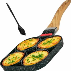 MK - Pannenkoekenpan Inductie - Pancake Pan - Omeletpan - Omeletmaker - Eierpan- anti aanbak - 4 vakjes - Wood review en ervaring
