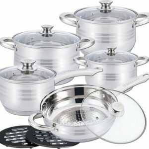 Maison & Kitchen - Kookpannen - Pannenset inductie 12-delig - Glazen Deksel - RVS Pan / Steelpan / Koekenpan - PFAS-vrij review en ervaring