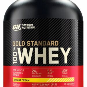 Optimum Nutrition Gold Standard 100% Whey Protein - Banana Cream - Proteine Poeder - Eiwitshake - 71 doseringen (2270 gram) review en ervaring