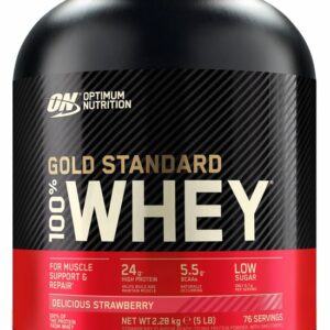 Optimum Nutrition Gold Standard 100% Whey Protein - Delicious Strawberry - Proteine Poeder - Eiwitshake - 71 doseringen (2270 gram) review en ervaring