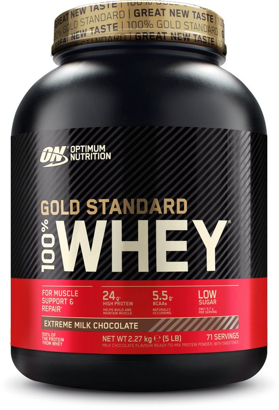 Optimum Nutrition Gold Standard 100% Whey Protein – Extreme Milk Chocolate – Proteine Poeder – Eiwitshake – 71 doseringen (2270 gram)