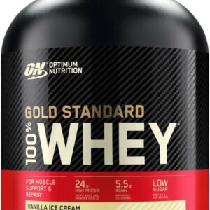 Optimum Nutrition Gold Standard 100% Whey Protein - Vanilla Ice Cream - Proteine Poeder - Eiwitshake - 71 doseringen (2270 gram) review en ervaring