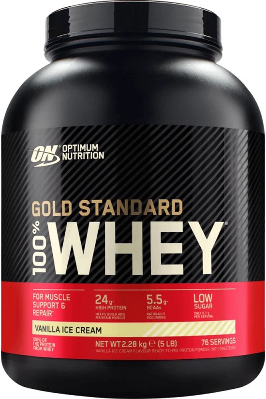 Optimum Nutrition Gold Standard 100% Whey Protein – Vanilla Ice Cream – Proteine Poeder – Eiwitshake – 71 doseringen (2270 gram)