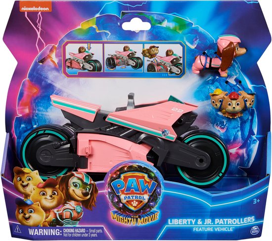 PAW Patrol The Mighty Movie – Motorfiets met Mighty Pups Liberty en Junior Patroller-speelfiguren