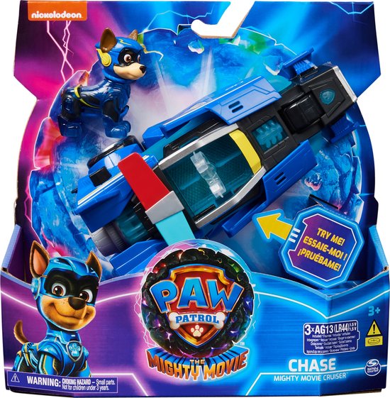 PAW Patrol The Mighty Movie – Politiewagen met Chase-actiefiguur licht en geluid