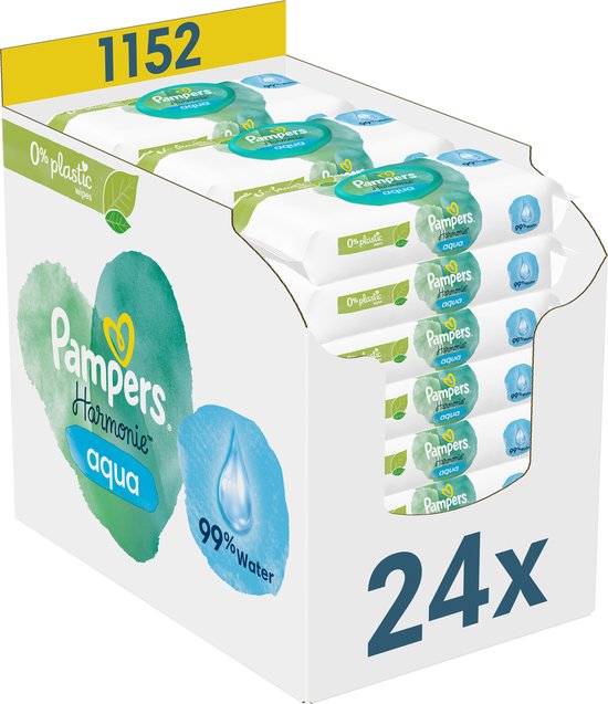 Pampers Harmonie Aqua Babydoekjes – 24 Verpakkingen – 1152 Babydoekjes