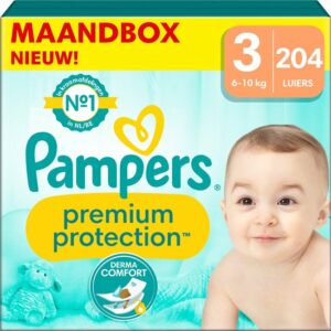 Pampers Premium Protection - Maat 3 (6-10kg) - 204 Luiers - Maandbox review en ervaring