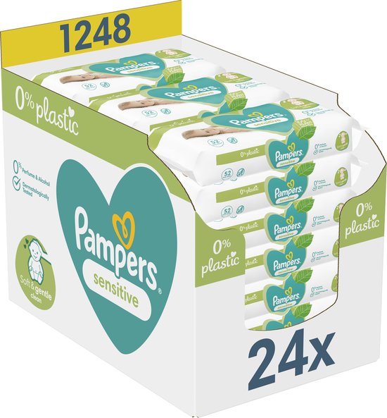 Pampers Sensitive Billendoekjes 0% plastic – 1248 Babydoekjes
