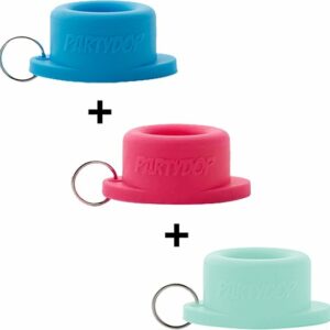 PartyDop - Universele flessendop - Festival dop - Partycap - Festidop - Met sleutelhanger - roze - blauw - mintgroen - 3 stuks review en ervaring