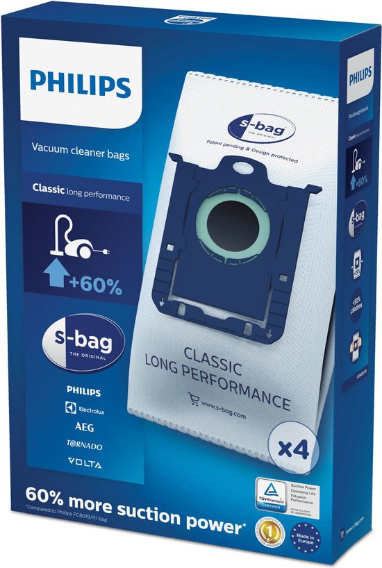 Philips S-bag FC8021/03 – Stofzuigerzakken – 4 stuks