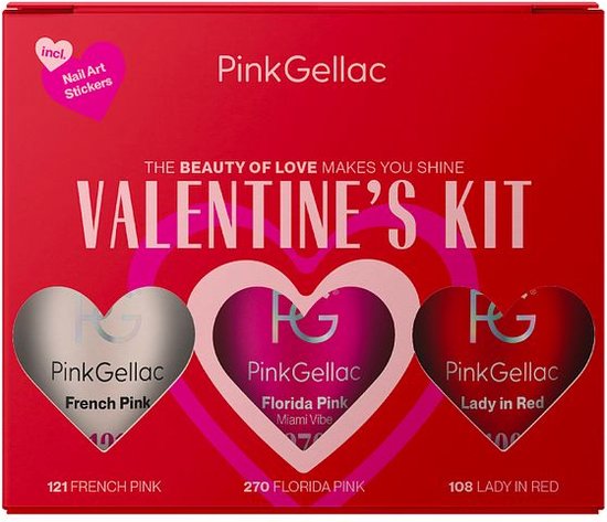 Pink Gellac Collectionbox Valentine’s Kit – Gelnagellak Set van 3 x 15ml Kleuren voor Gelnagels – Gellak Set Kleuren – Gel Nagellak