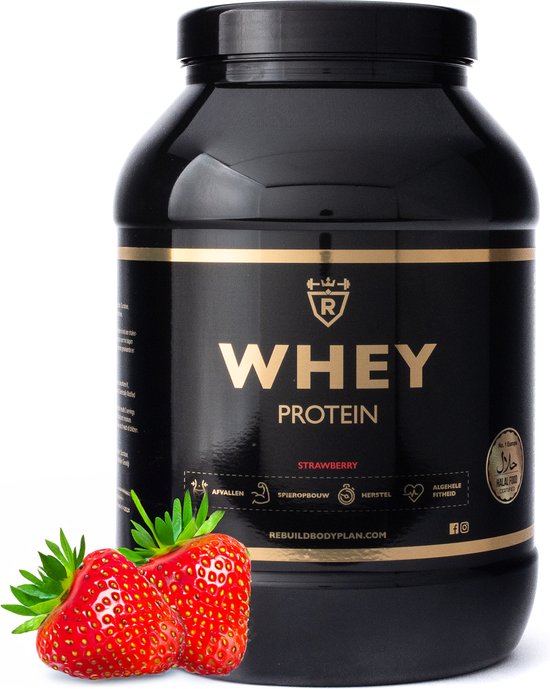 Rebuild Nutrition Whey Proteïne – 1000 gr – Aardbei smaak – Proteïne Poeder – 40 Eiwitshakes – Hoogwaardige Eiwitten