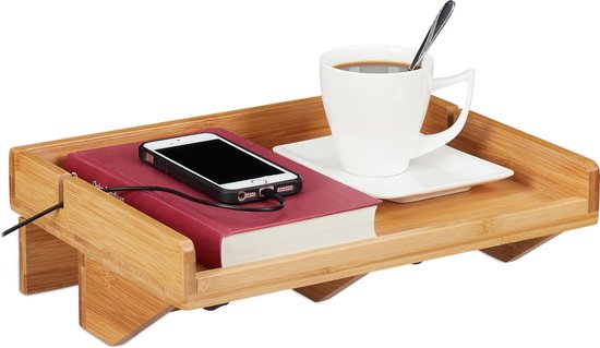 Relaxdays nachtkastje – klein – zwevend – bedplank – hangend nachttafeltje – bamboe