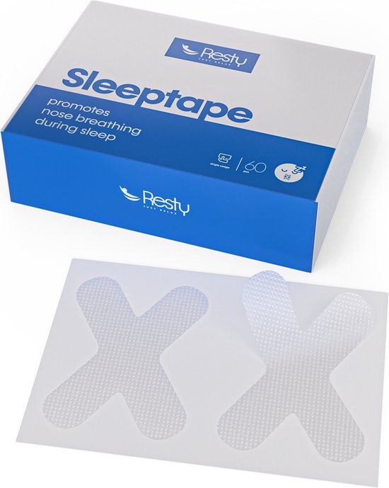 Resty® Sleeptape – Anti-Snurk Mondpleisters – 60 stuks – Mondtape – Bevordert neusademhaling – Antisnurkstrips – Slaaptape – Biohacking – Mondtape voor een betere nachtrust