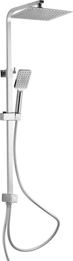 SCHÜTTE Silver Rain Douchesysteem – Regendouche – met Push-Button Omsteller – Rail van 80 tot 120 cm uittrekbaar – Chroom