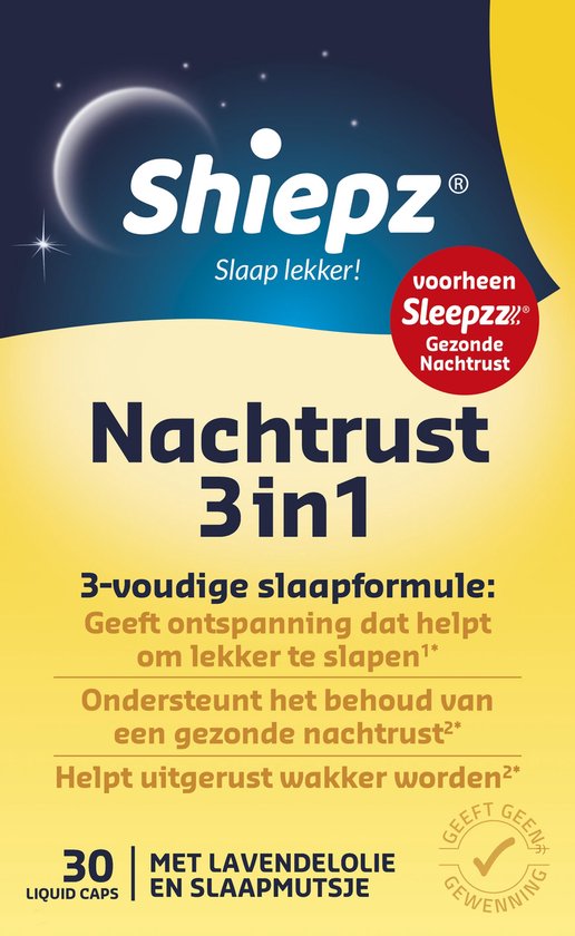 Shiepz Nachtrust 3-in-1 – Slaapmutsje helpt te ontspannen en geeft ontspanning dat helpt om lekker te slapen – 30 stuks