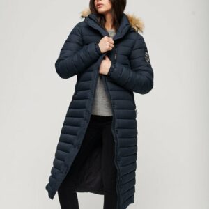 Superdry Fuji Hooded Longline Puffer Dames Jas - Nordic Chrome Navy - Maat M review en ervaring