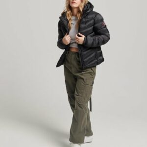Superdry Hooded Fuji Padded Jacket Dames Jas - Black - Maat M review en ervaring