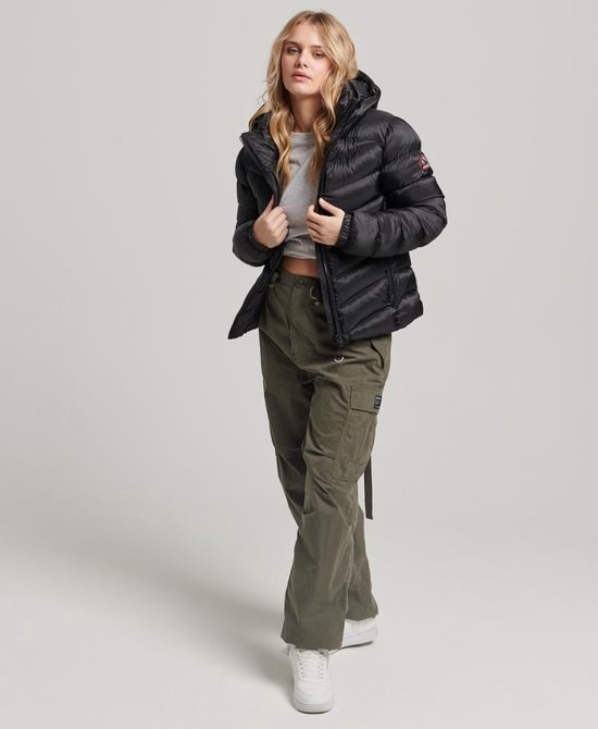 Superdry Hooded Fuji Padded Jacket Dames Jas – Black – Maat M