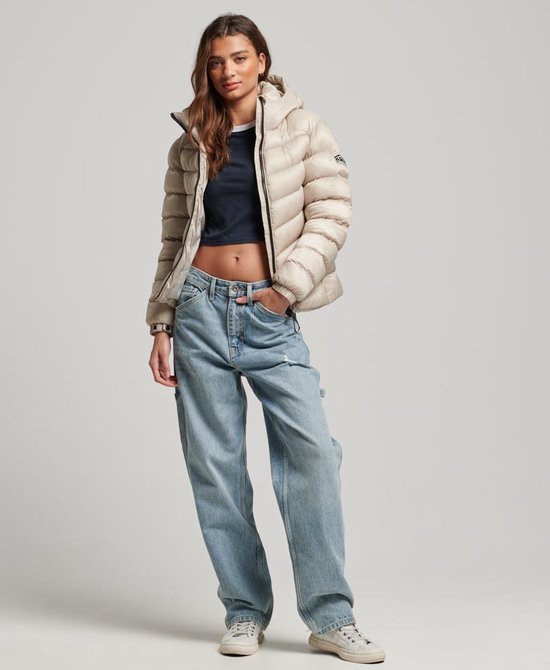 Superdry Hooded Fuji Padded Jacket Dames Jas – Pelican Beige – Maat S