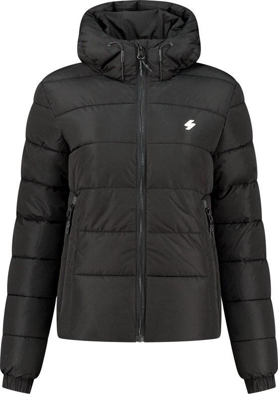 Superdry Hooded Spirit Sports Puffer Dames Jas – Black – Maat M