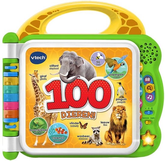 VTech Baby Mijn Eerste 100 Woordjes Dieren – Educatief Babyspeelgoed – Lezen en Geluiden – Van 1.5 tot 4 Jaar