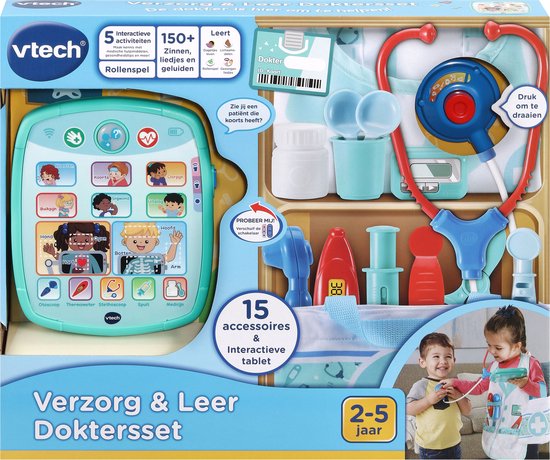 VTech Verzorg & Leer Doktersset – Educatief Speelgoed – Inclusief 15 accessoires – met Gezongen Liedjes – 2 tot 5 Jaar