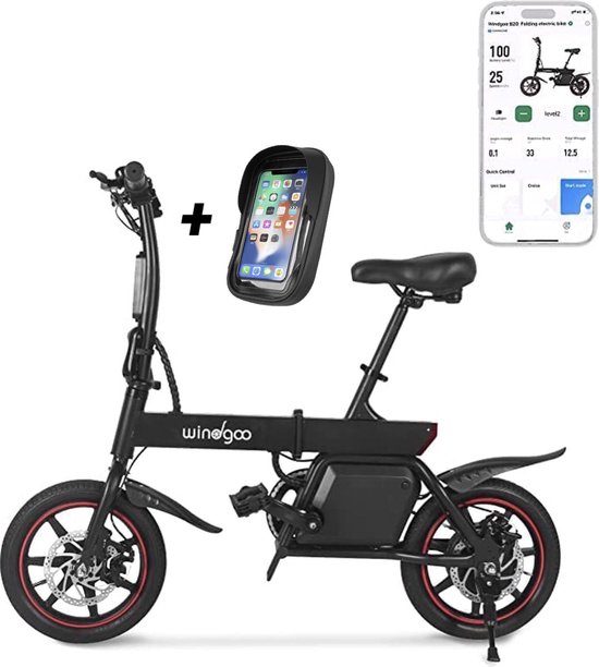 Windgoo B20 V3- APP IOS Android – Elektrische vouwfiets – E Bike – 7.8Ah Batterij – 250W – 14 Inch – 25 KM/H – Zwart
